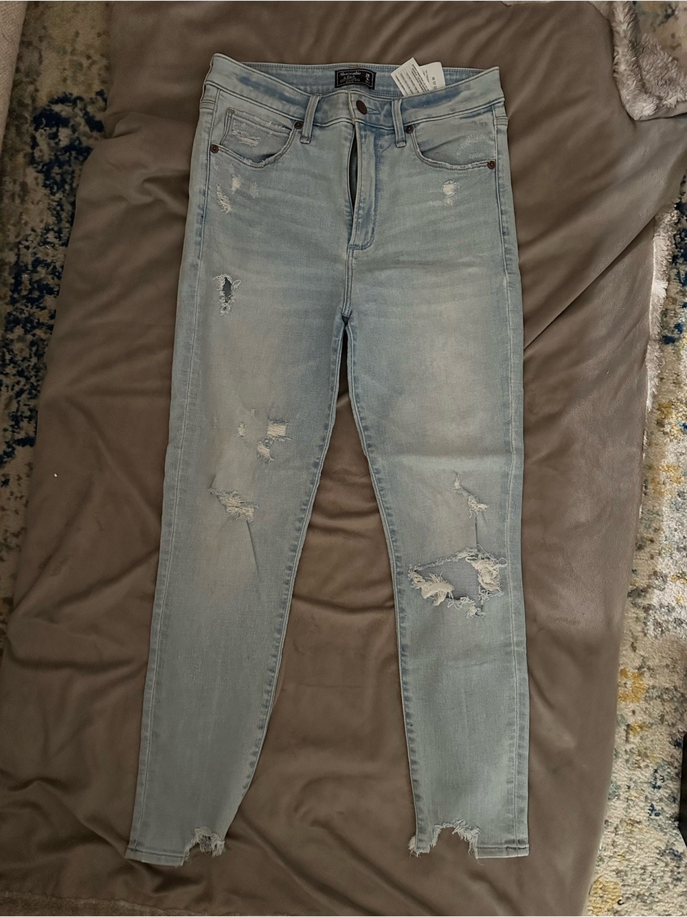 Light Wash Distressed Women's High Rise Ankle Jeans